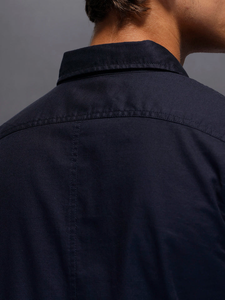 Men's Slim Fit Casual Shirt  |  Navy Blue
