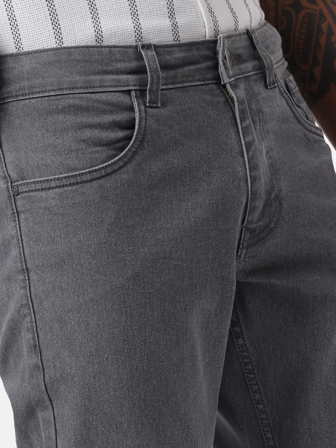 Basic Grey Five Pocket Jeans