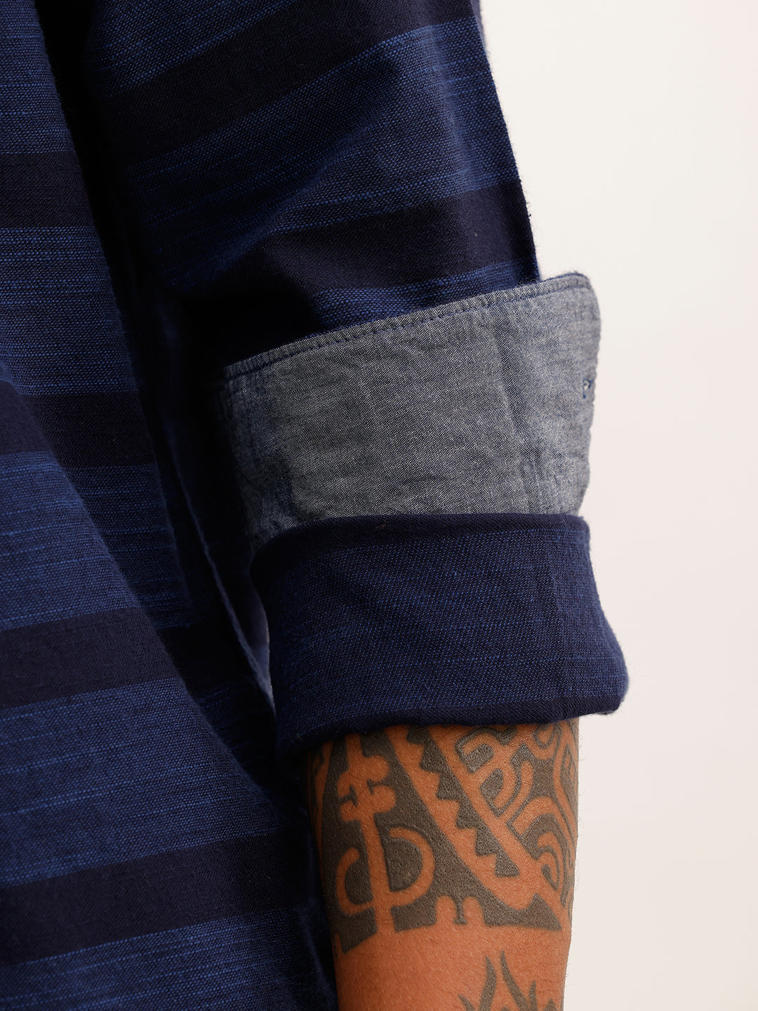 Regular Fit Full Sleeve Striped Shirt | Navy Blue