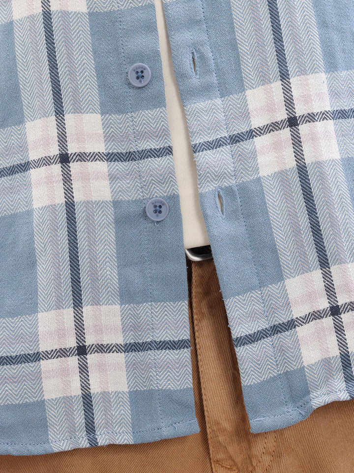 Double Pocket Checkered Shirt | Blue