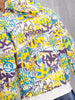 All Over Graffiti Print In Oversized Hoodie Pullover  |  Yellow