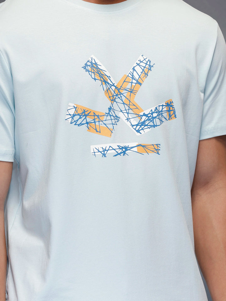 Classic Placement Printed T-Shirt   |  Light Blue