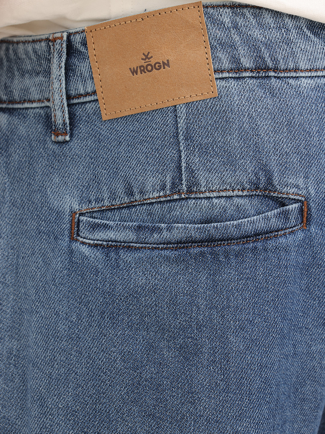 Washed Anti Fit Pleated Denim Jeans | Light Blue