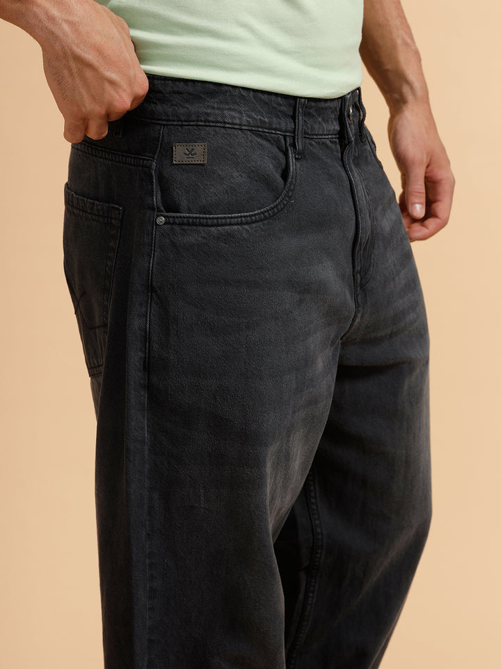 Casual Light Fade Loose Fit Jeans | Dark Grey