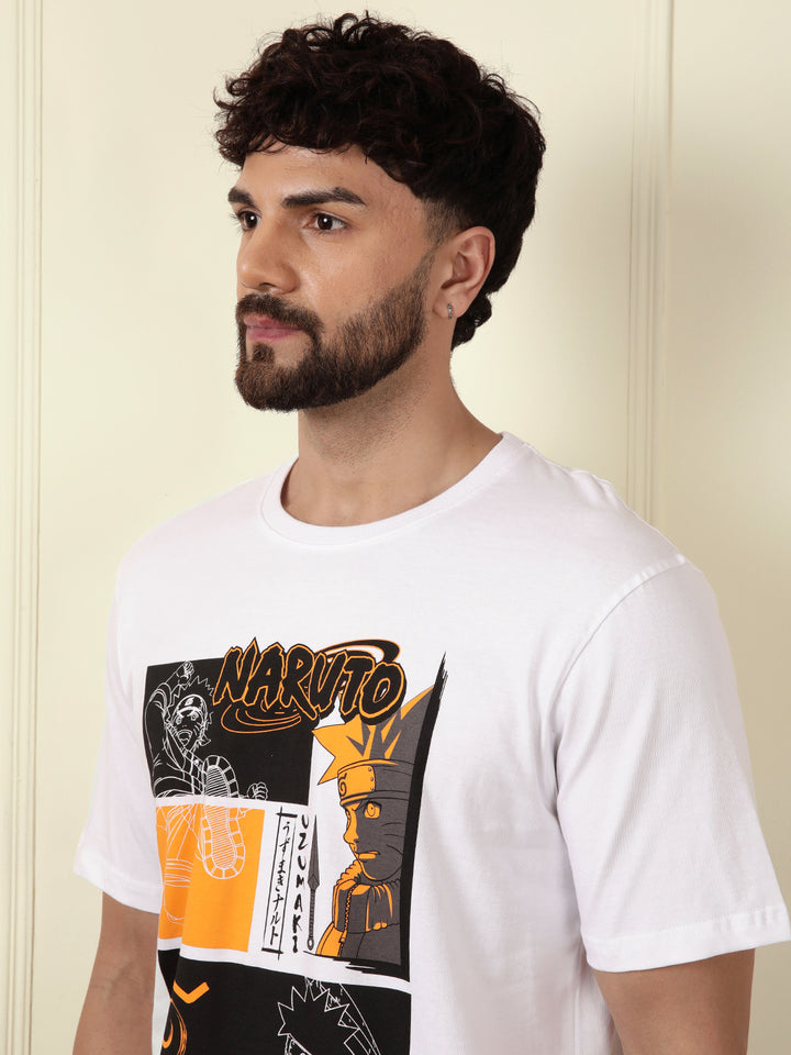 Printed White Naruto T-Shirt