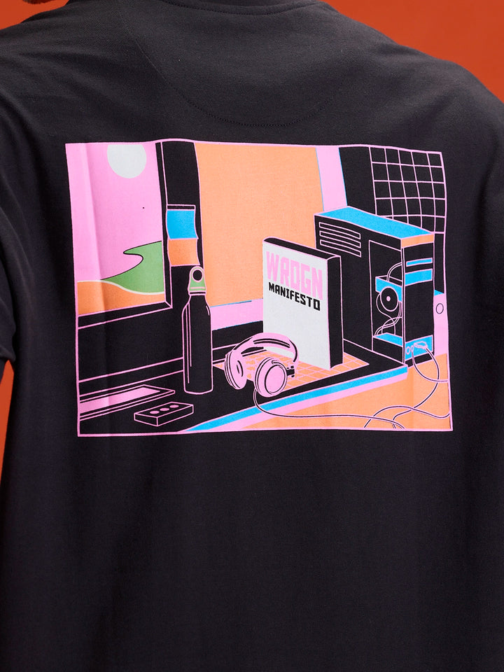 Men’s Oversized Bold Graphic Tee | Black