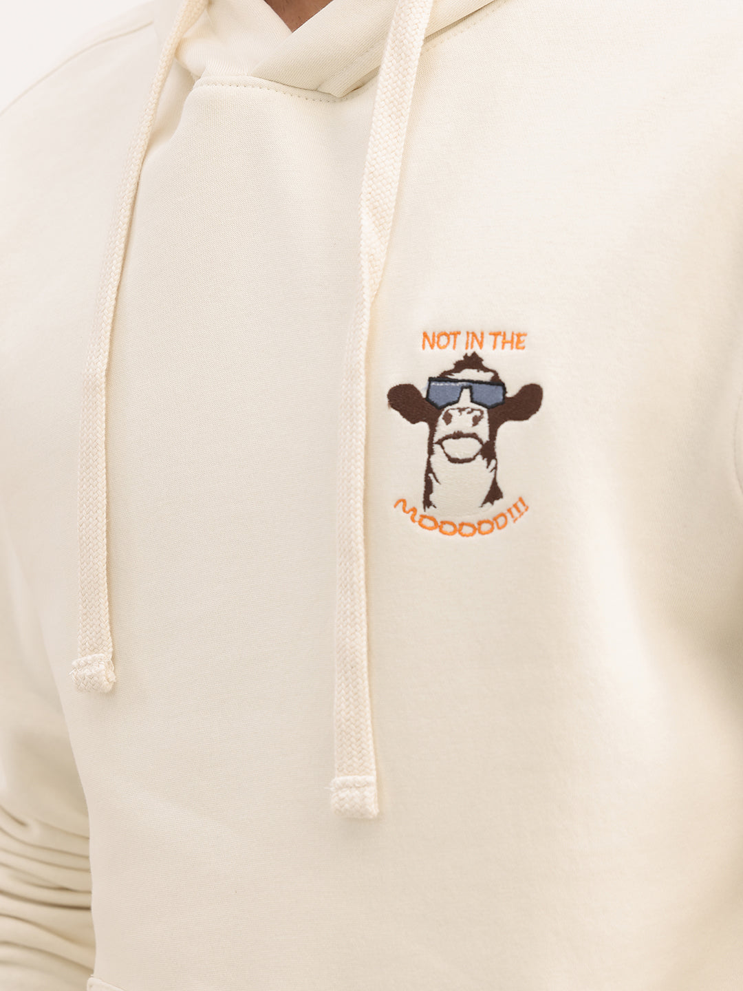 Comfort Fit Embroidered Patch Hooded Sweatshirt | Off White