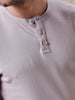 Solid Henley Neck Purple T-Shirt