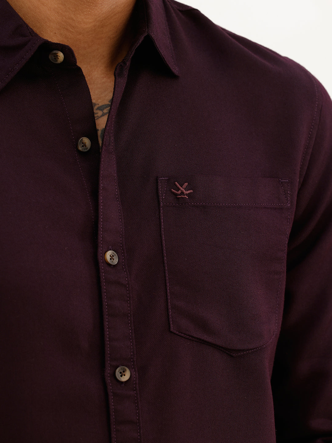 Solid Regular Fit Full Sleeve Shirt | Wine | WWSH9192F