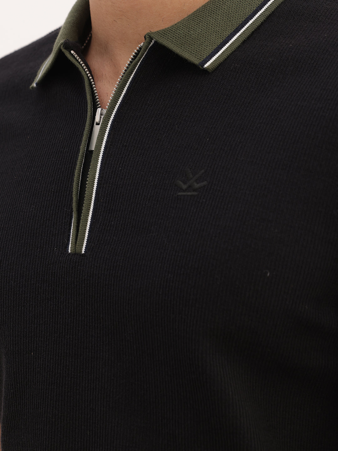 Classic Slim Fit Tipping Collar Polo T-Shirt | Black