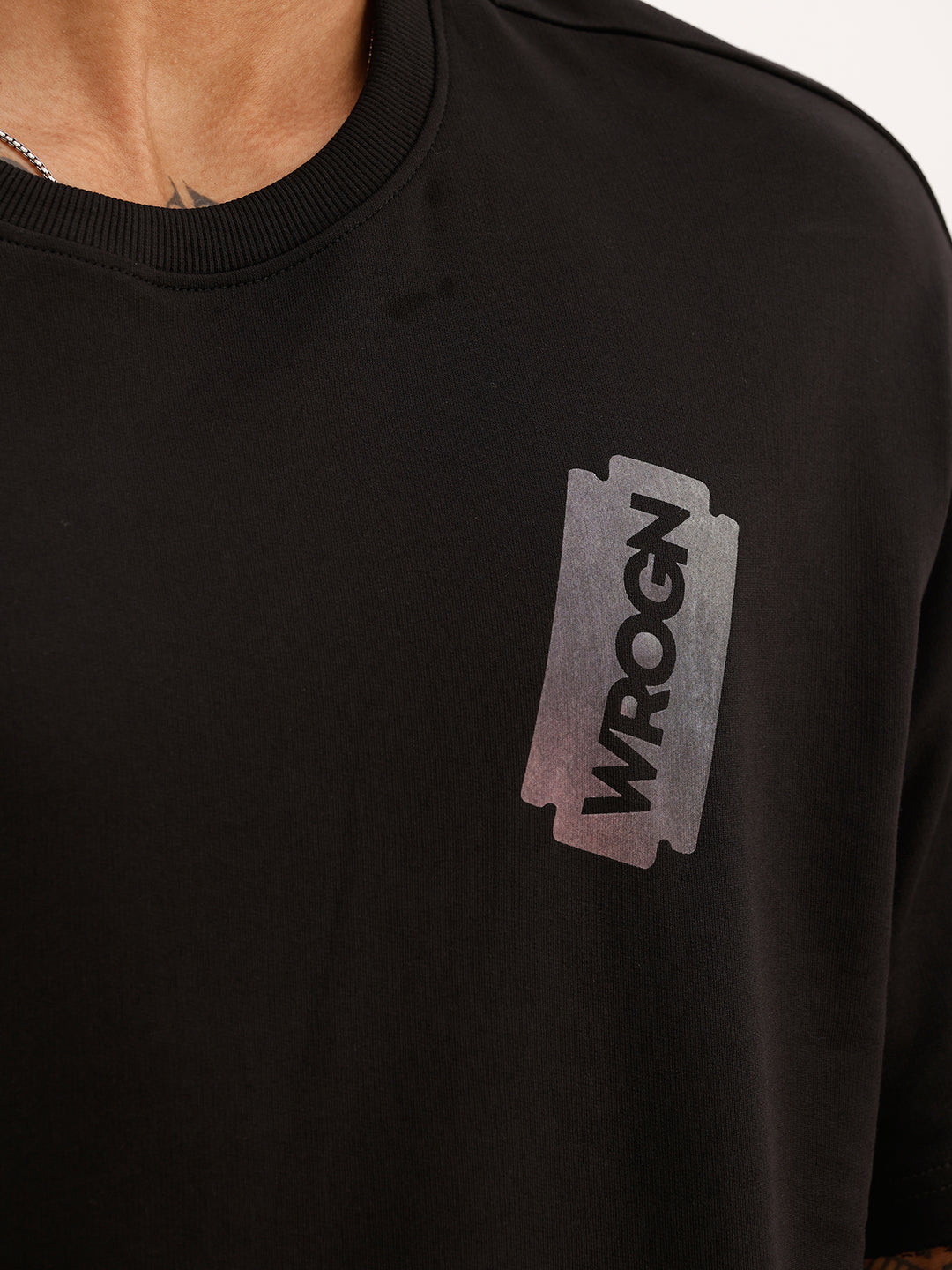 Oversized Fit Placement Printed T-Shirt | Black | WTS02HSOS1062S