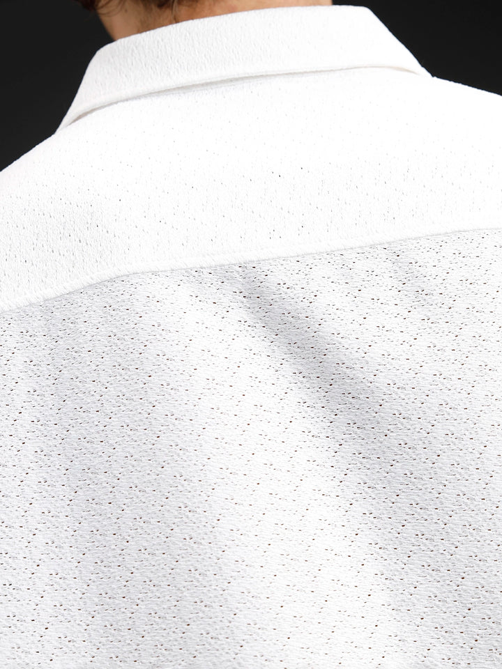 Wrogn Casual Textured Slim Fit Shirt | White