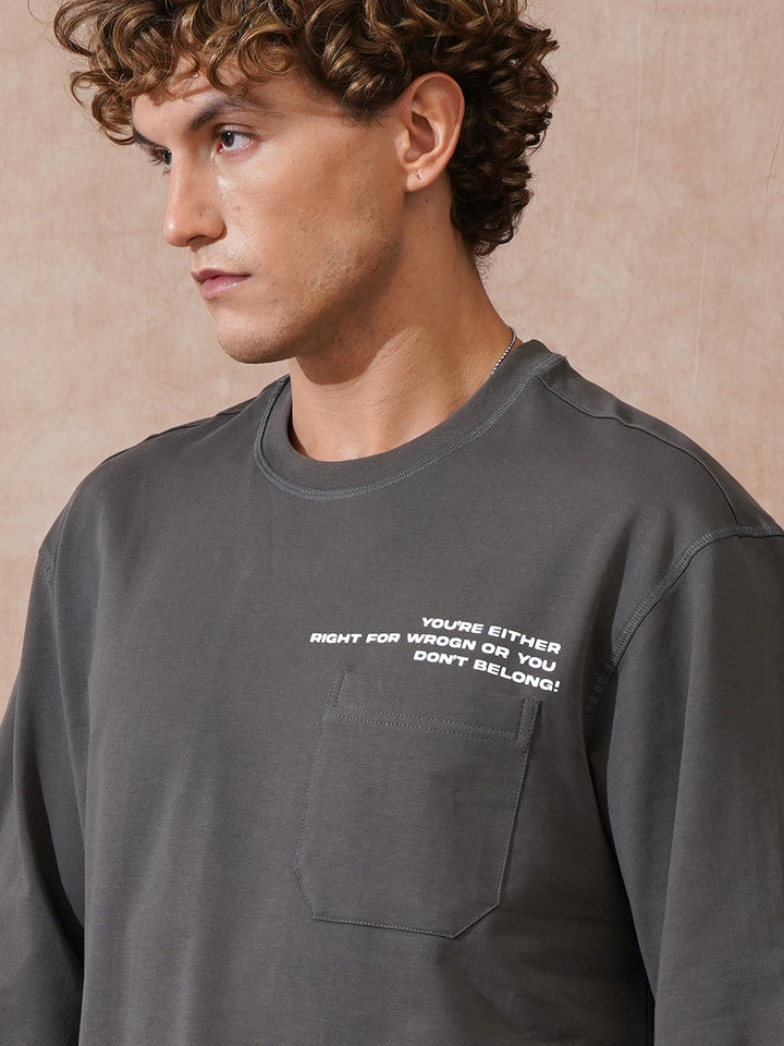 Heavy GSM 3/4th Sleeve T-Shirt | Grey