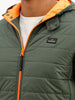 Solid Regular Fit Puffer Jacket | Dark Green