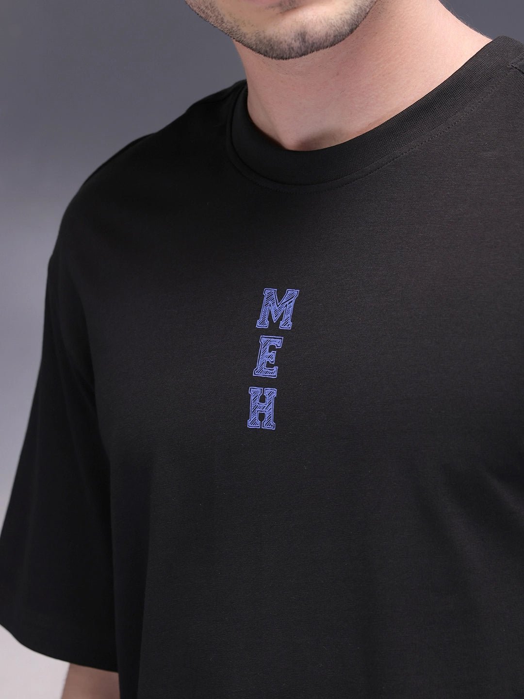 Printed Patchwork Oversized T-Shirt | Black
