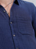 Indigo Double Cloth Slim Fit Shirt In Dark Wash | Dark Blue