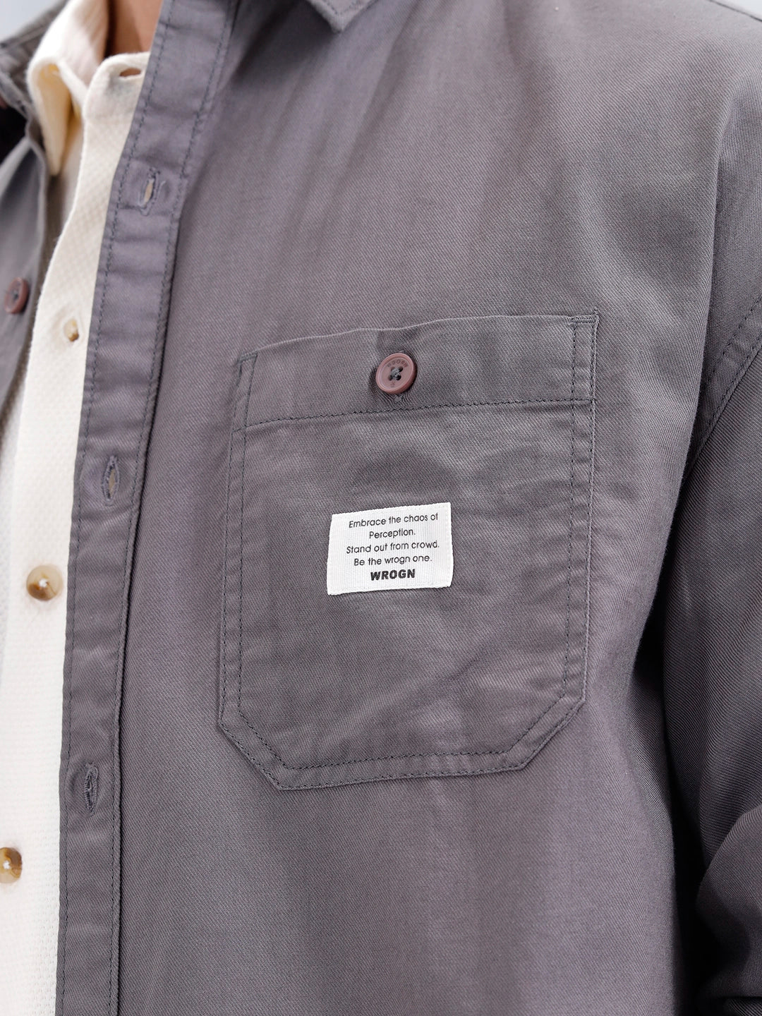 Men's Oversized Double Pocket Casual Shirt | Grey