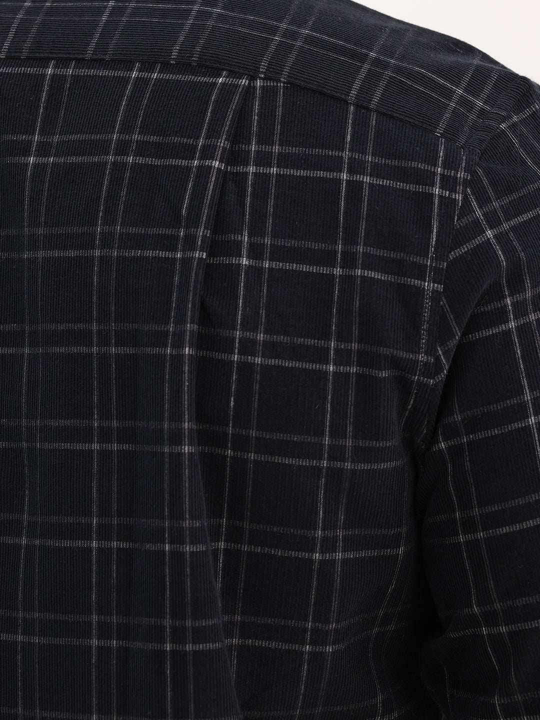 Slim Fit Checkered Corduroy Shirt | Black