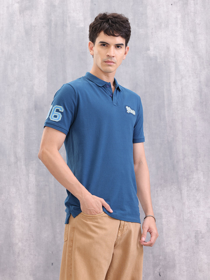 Sporty Slim Fit Polo T-Shirt | Blue