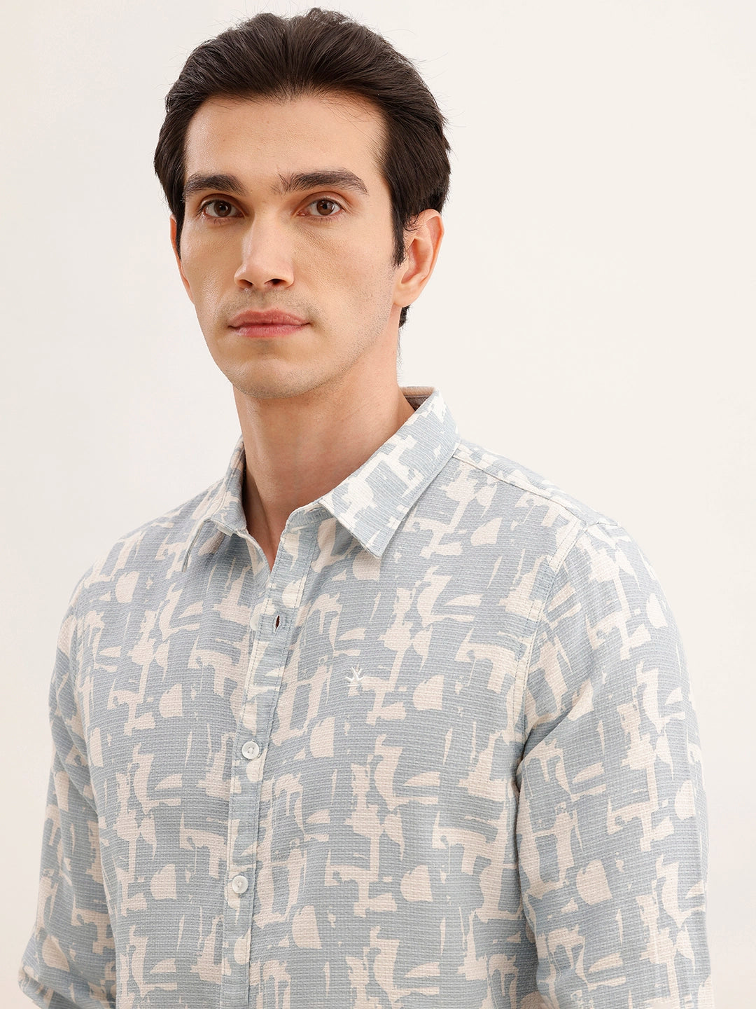 Textured Regular Fit AOP Shirt | Blue
