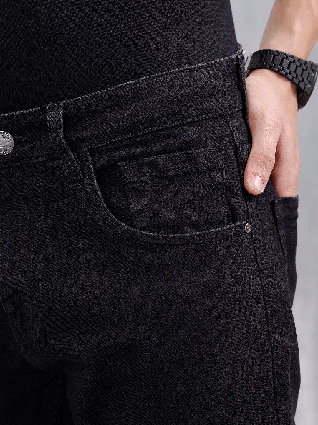 Men Casual Skinny Crop Jeans | Black