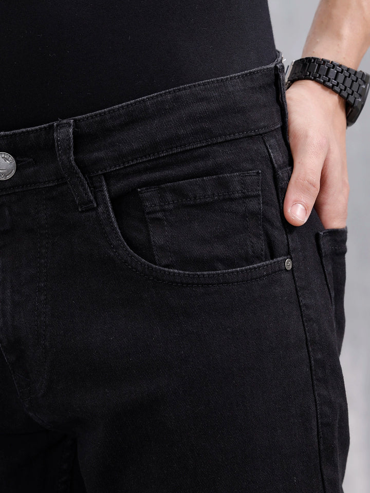 Men Casual Skinny Crop Jeans | Black