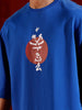 Men’s samurai mask graphic oversized T-shirt | Blue