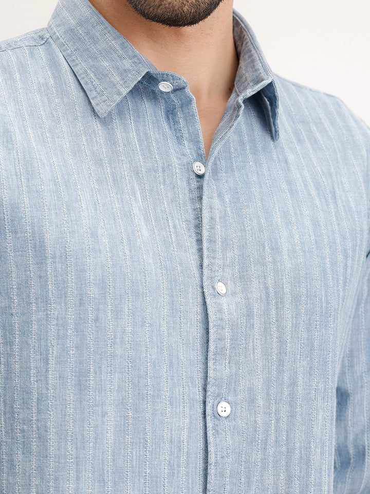 Slim Fit Striped Shirt | Blue