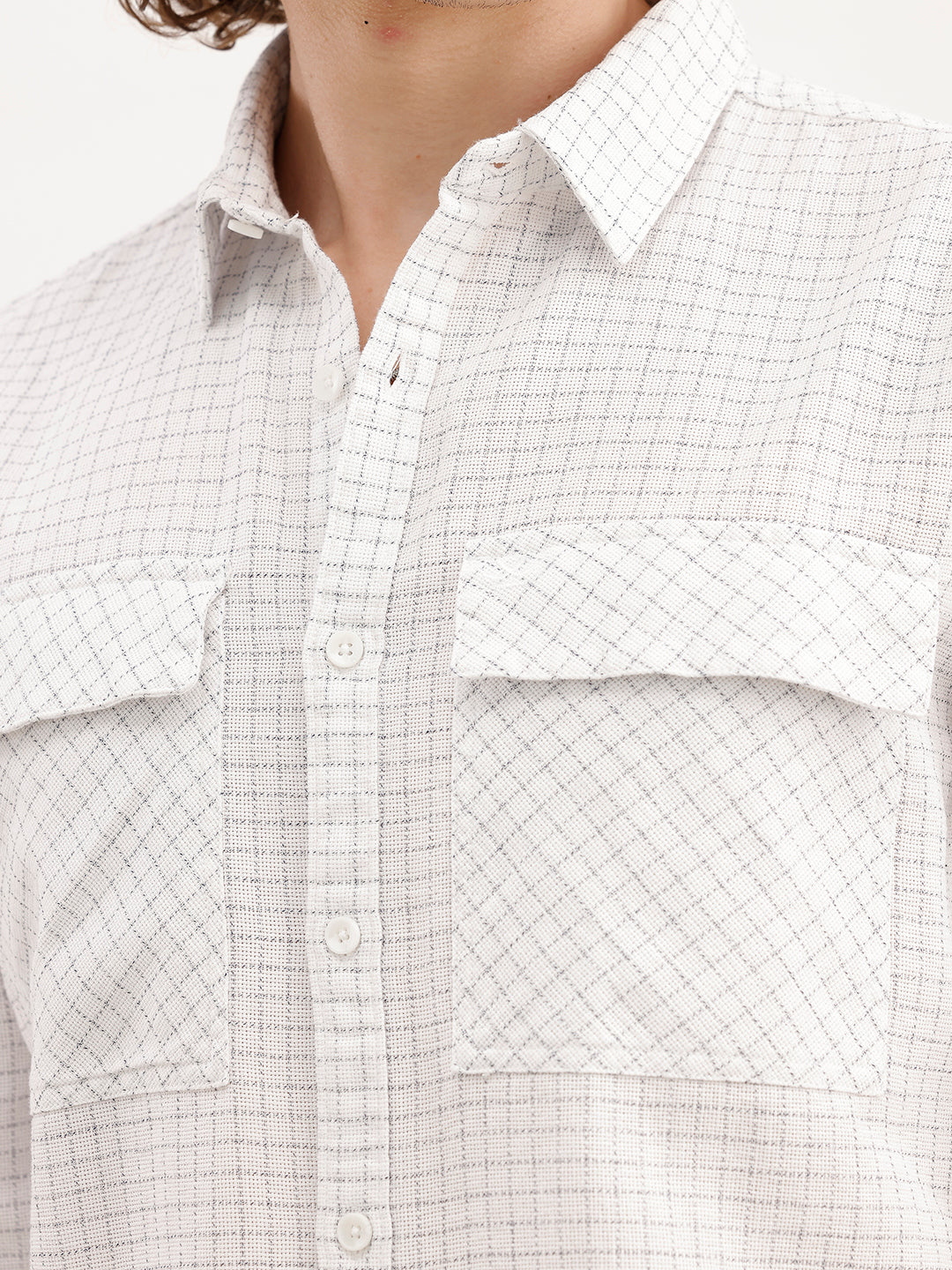 Slim Fit Double Pocket Shirt | White