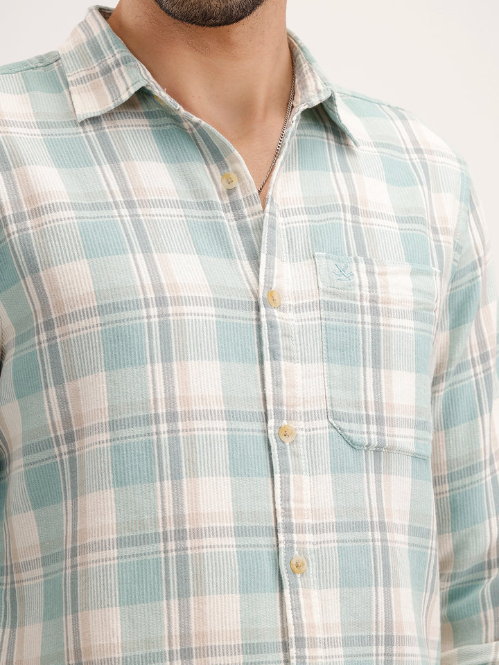 Regular Fit Checkered Shirt | Green
