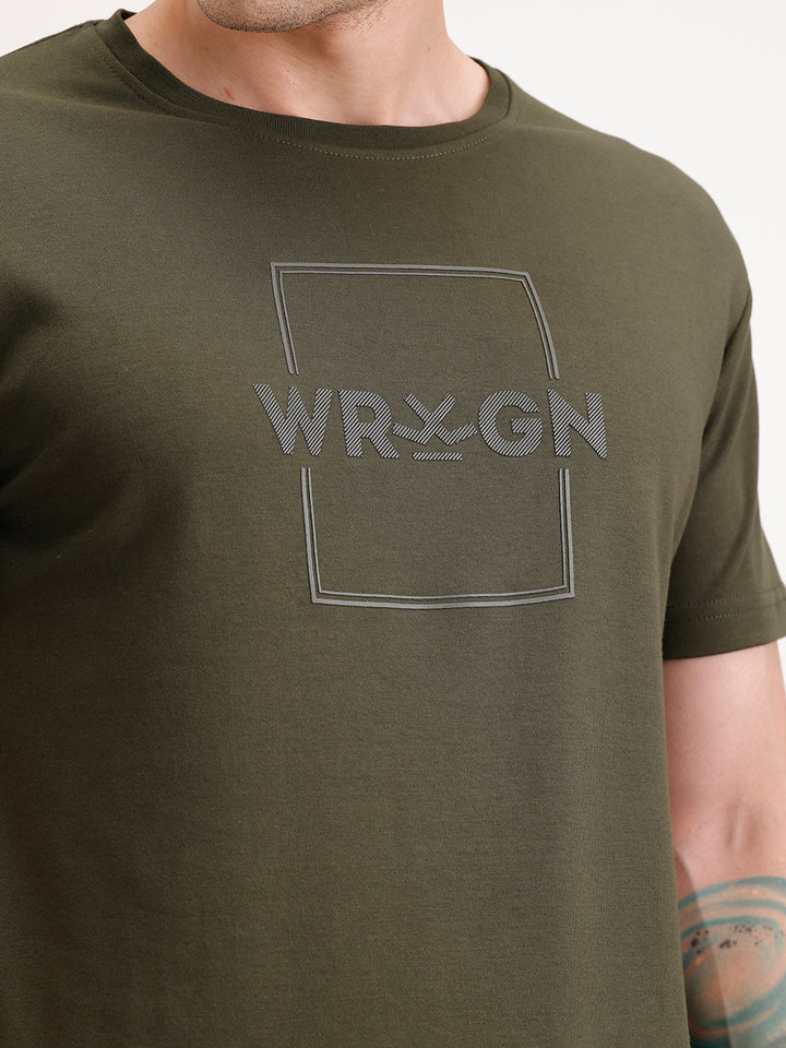 Solid Slim Fit HD Printed T-Shirt | Olive