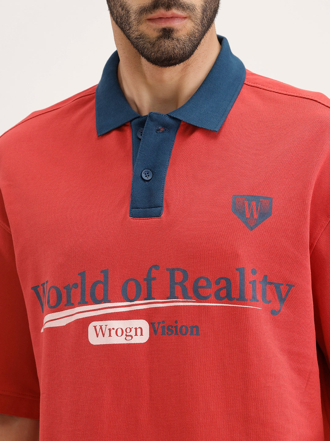 Oversized Placement Printed T-Shirt | Red