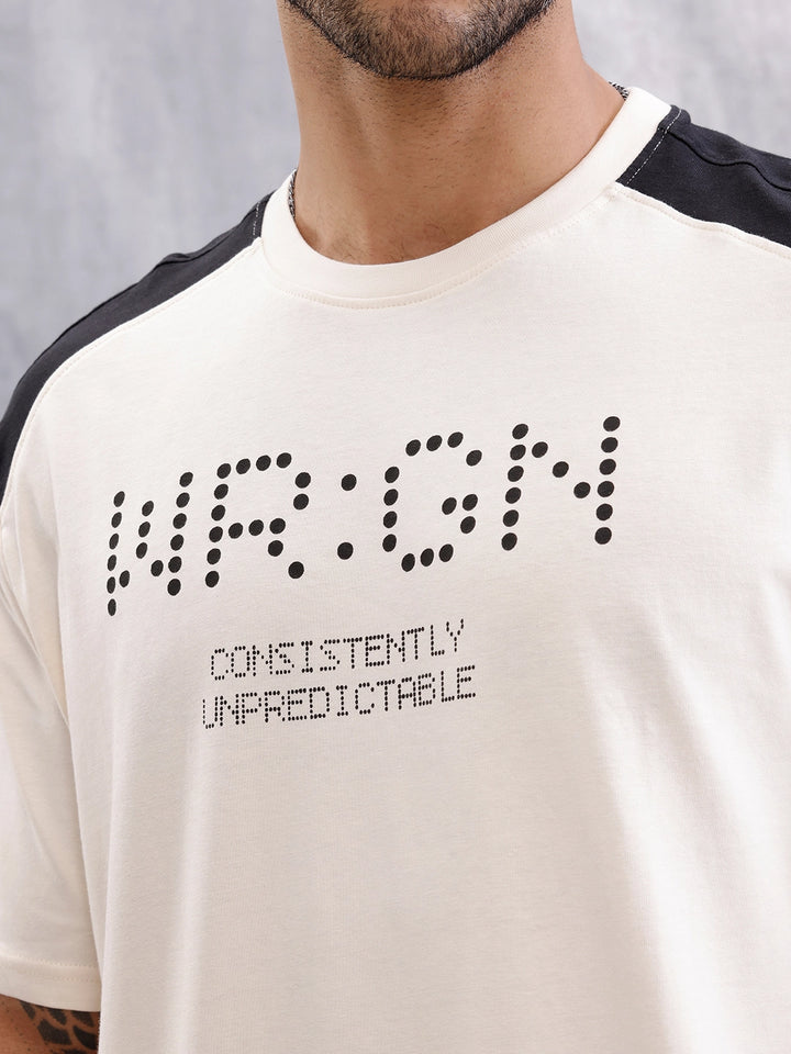 Graphic Printed Oversized Fit Cut &Sew T-Shirt | Beige