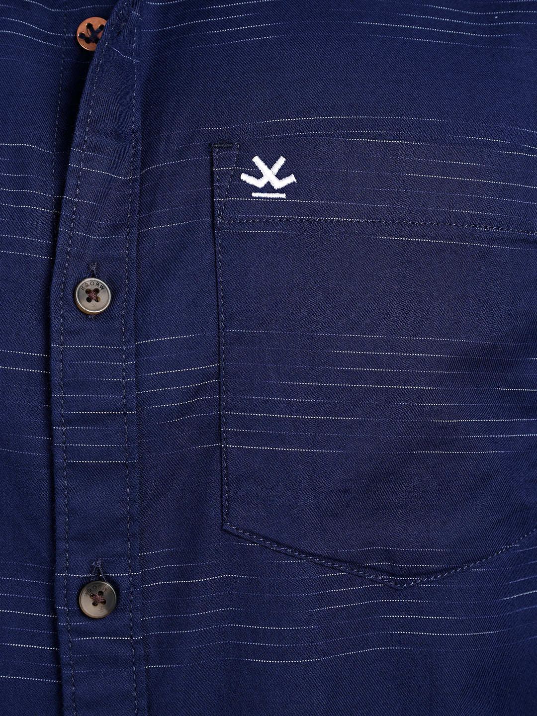 Men's casual slim fit abstract pattern shirt | Navy Blue