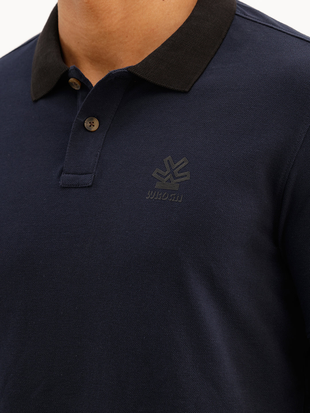 Slim Fit Contrast Collar Polo T-Shirt | Navy Blue