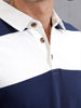 Yarn Dyed Striped Rugby Polo With Twill Collar | Navy Blue