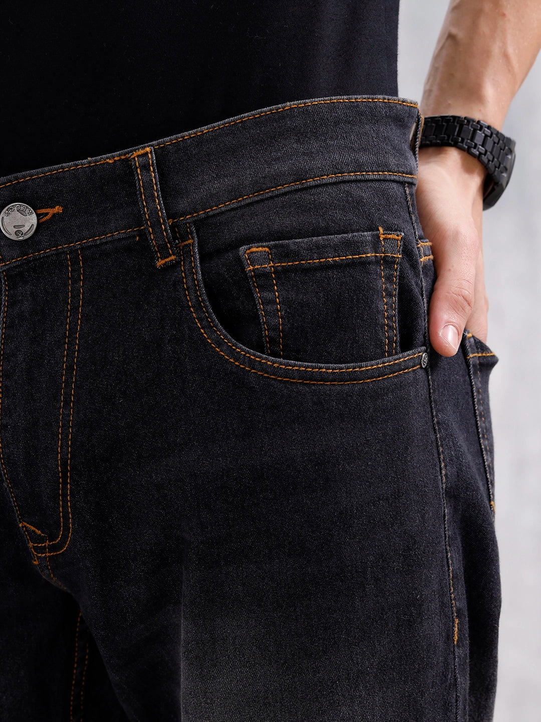 Men's Casual Straight Fit Jeans | Black