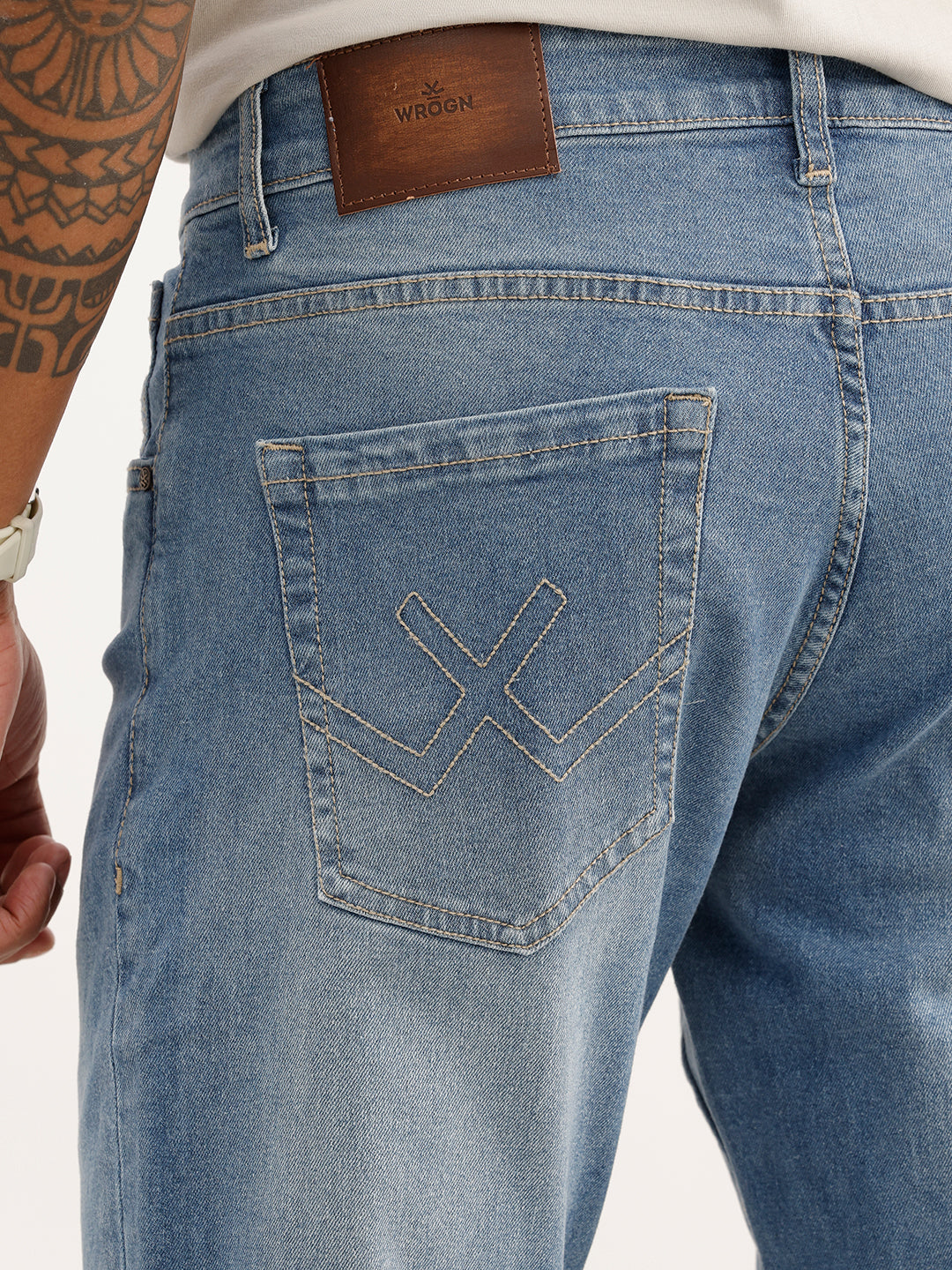 Faded Straight Fit Denim Jeans | Light Blue