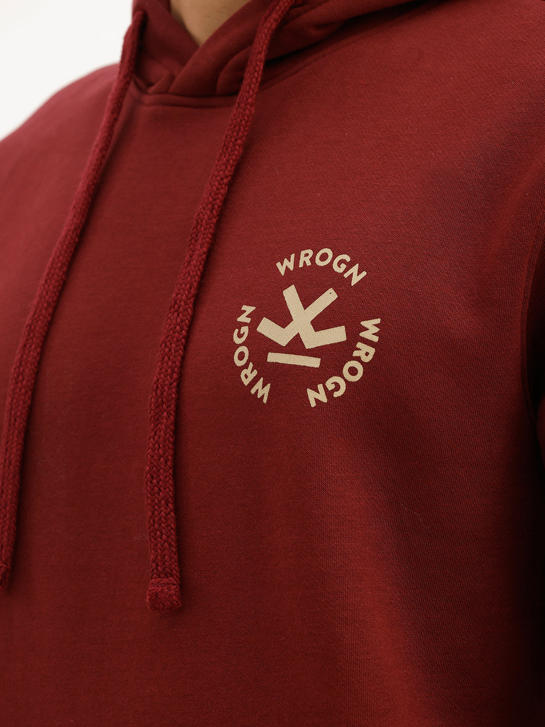 Classic Placement Printed Hooded Sweatshirt | Maroon