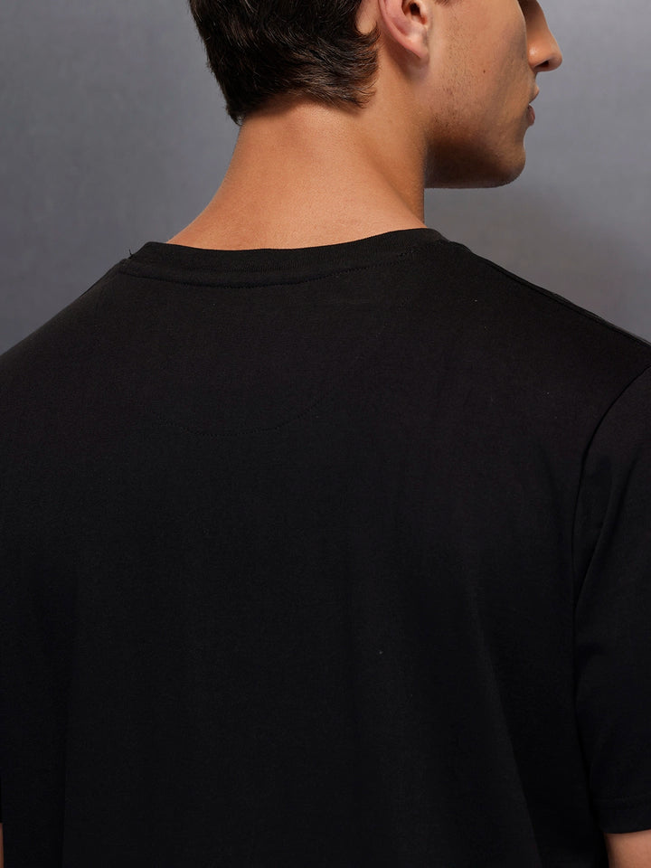 Placement Printed T-Shirt   |  Black