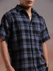 Checked Squares Blue Half Sleeve Shirt