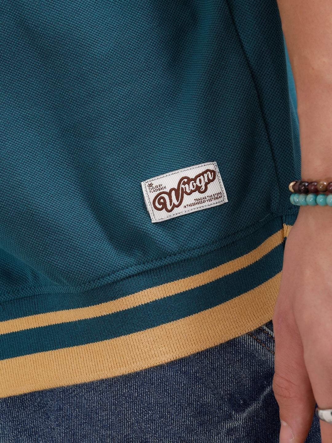 Oversized Polo T-Shirt With Contrast Trim Details | Teal