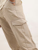 Solid Straight Fit Cargo Trouser | Khaki