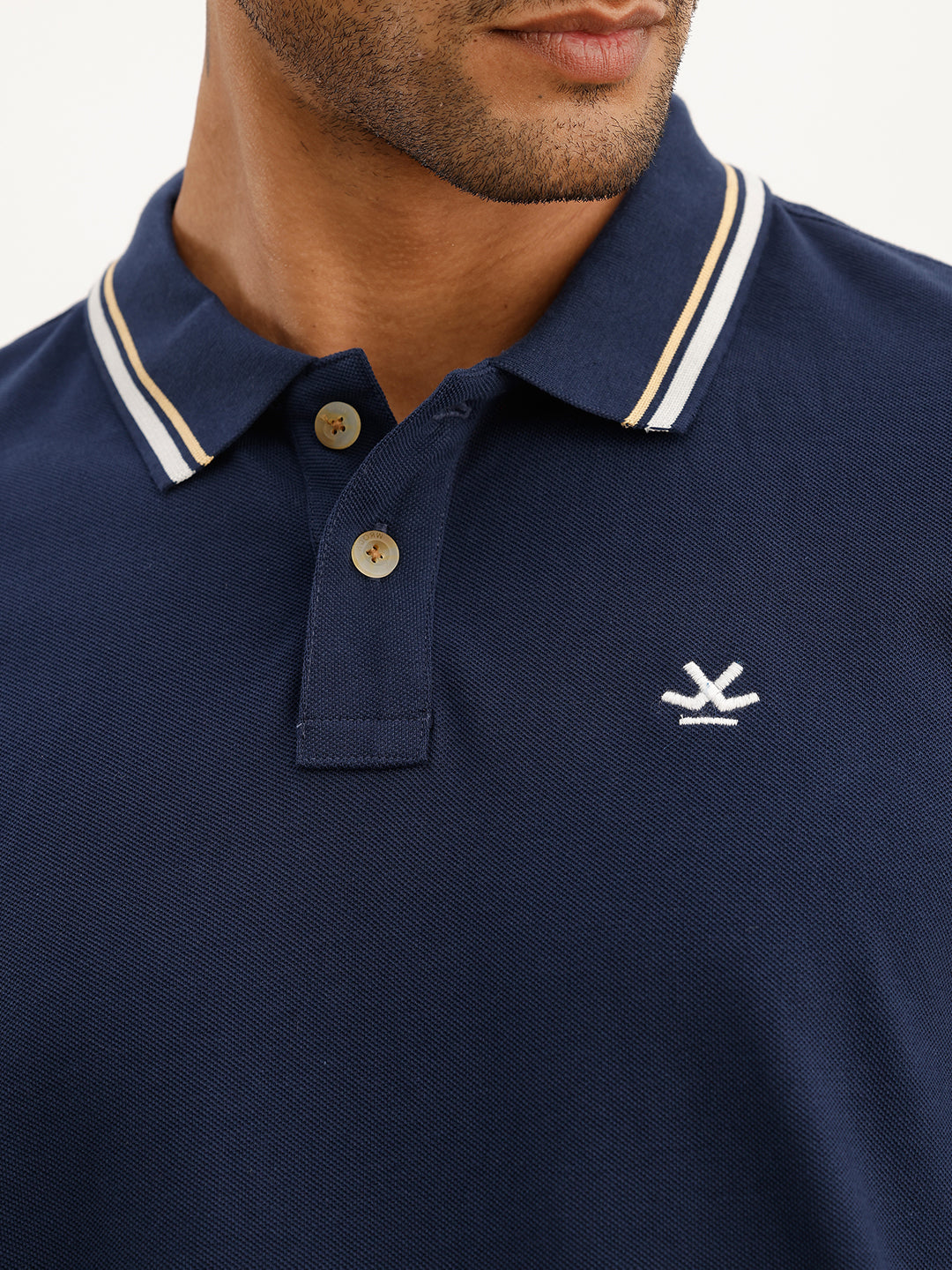 Classic Slim Fit Tipping Collar Polo T-Shirt | Navy Blue | WPT01HSSL1288M