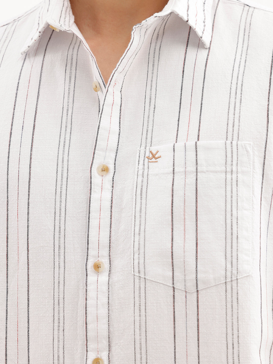Regular Fit Striped Shirt  | White