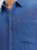 Indigo Double Cloth Slim Fit Shirt In Medium Wash | Blue