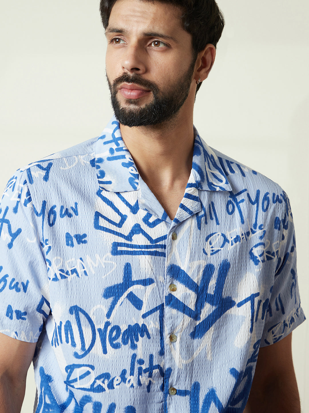 Abstract AOP Shirt in Sky Blue