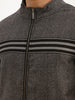Solid Regular Fit Quilted Zipper Jacket | Charcoal