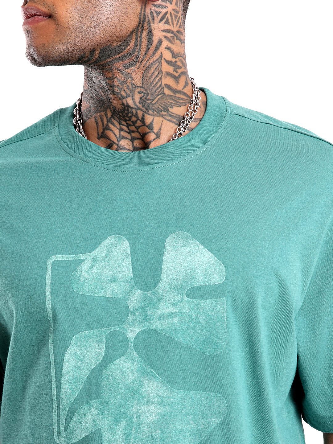 Premium Green Chest Printed T-Shirt