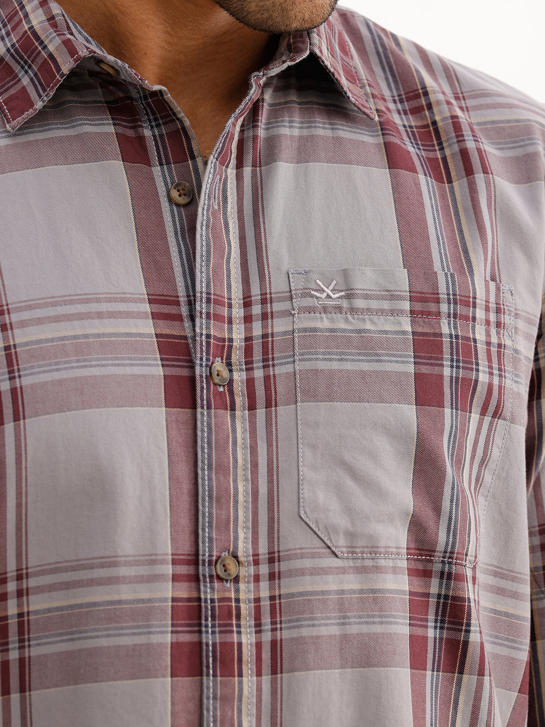 Regular Fit Checkered Shirt | Grey